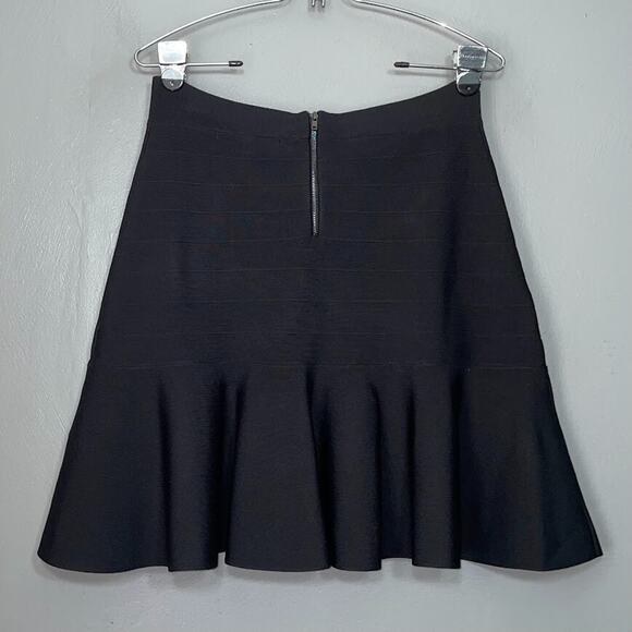 Guess Size XL Stretch Black Bandage Flare Skater Mini Skirt Dark Goth Romantic - Picture 3 of 9